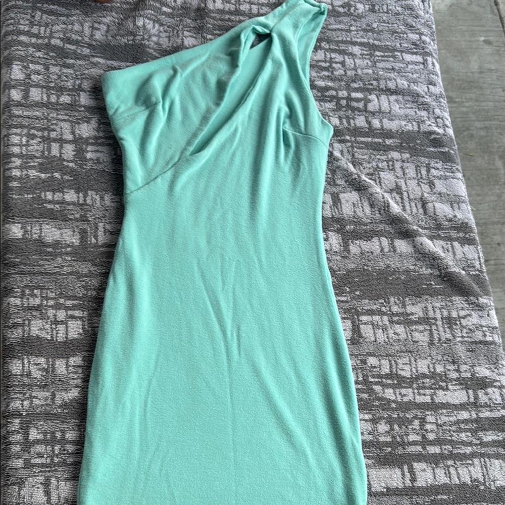 Fashion Nova Green Asymmetrical Backless Cocktail Dress